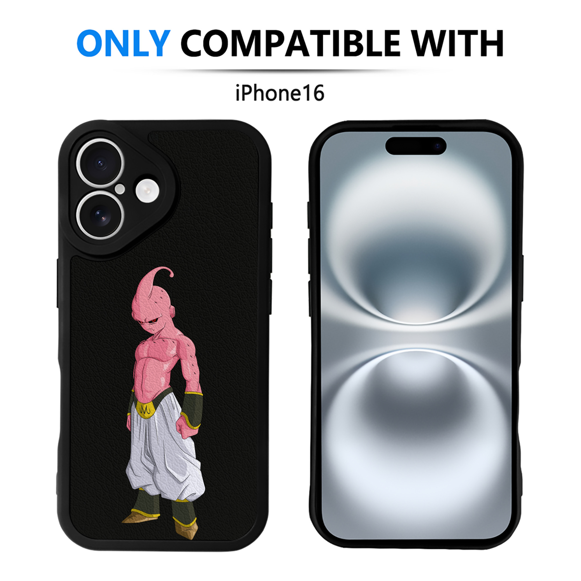 （画像用） ドラゴンボール 魔人ブウ DRAGON BALL Majin Buu 【iPhone 16シリーズ対応】シリコンスマホケース（レザー調） 材質：シリコン